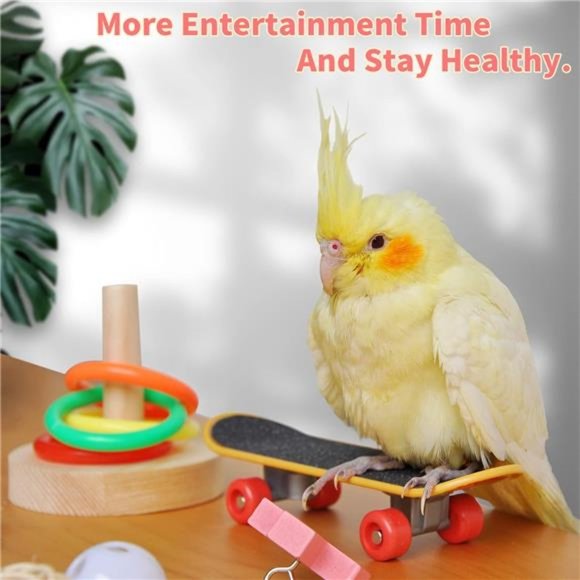 Bird Toys For Parakeets,5pcs Parrot Toys Set Include Bird Basketball Toy, Block - Picture 4 of 7